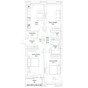 3-к квартира, вторичка, 85м2, 3/9 этаж