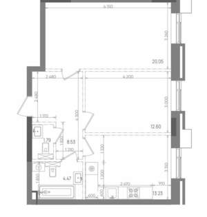 2-к квартира, строящийся дом, 61м2, 6/14 этаж