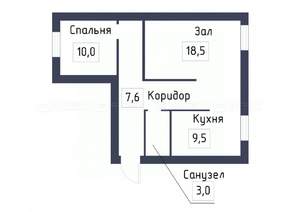 2-к квартира, вторичка, 45м2, 1/5 этаж