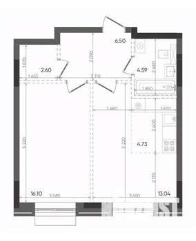 2-к квартира, вторичка, 48м2, 1/14 этаж