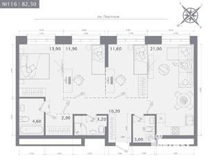 3-к квартира, строящийся дом, 82м2, 5/23 этаж