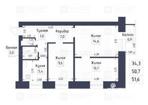 3-к квартира, вторичка, 51м2, 2/5 этаж