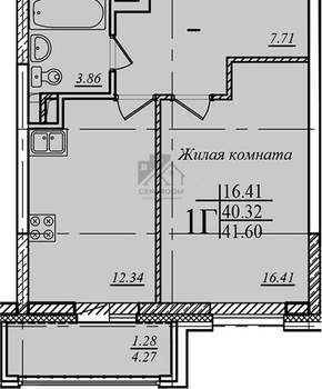 Студия квартира, вторичка, 40м2, 2/19 этаж