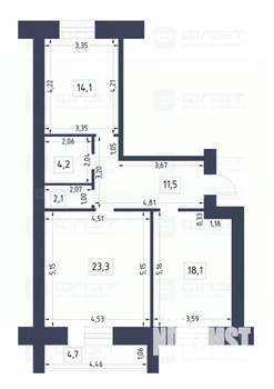 2-к квартира, вторичка, 73м2, 10/10 этаж