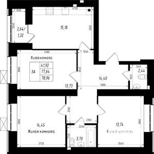 3-к квартира, вторичка, 79м2, 5/10 этаж