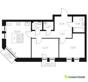 2-к квартира, вторичка, 70м2, 4/7 этаж