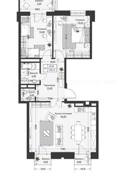 3-к квартира, строящийся дом, 100м2, 2/4 этаж