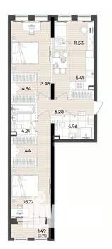 3-к квартира, вторичка, 72м2, 2/9 этаж