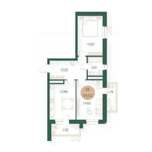 2-к квартира, вторичка, 60м2, 5/17 этаж