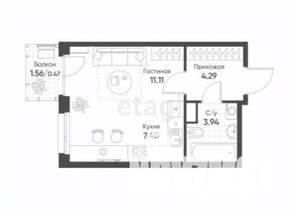 Студия квартира, вторичка, 27м2, 4/18 этаж