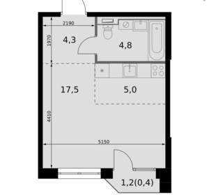 Студия квартира, вторичка, 32м2, 5/20 этаж