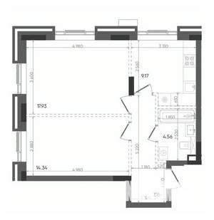 2-к квартира, вторичка, 53м2, 21/22 этаж