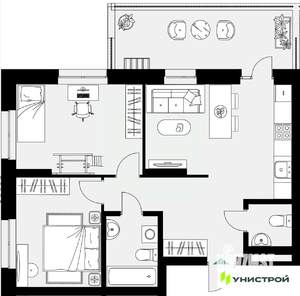 2-к квартира, вторичка, 65м2, 2/18 этаж
