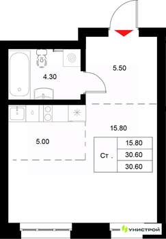 1-к квартира, вторичка, 31м2, 2/22 этаж