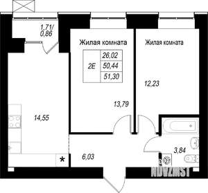 2-к квартира, вторичка, 51м2, 4/10 этаж