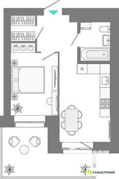 1-к квартира, вторичка, 38м2, 1/10 этаж
