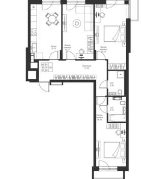 3-к квартира, вторичка, 86м2, 6/24 этаж