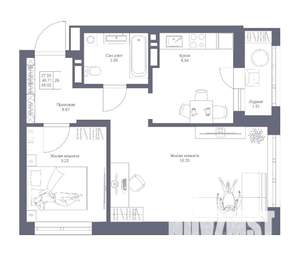 2-к квартира, строящийся дом, 48м2, 9/24 этаж