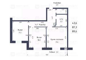 2-к квартира, вторичка, 89м2, 2/9 этаж