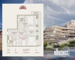 1-к квартира, вторичка, 66м2, 2/8 этаж