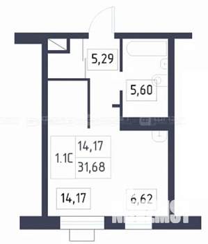 1-к квартира, вторичка, 32м2, 15/19 этаж