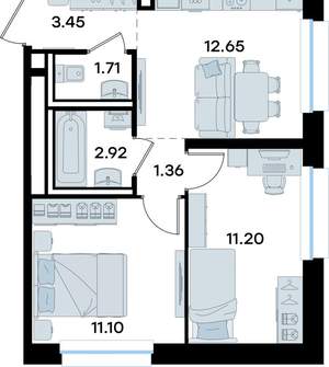 2-к квартира, вторичка, 44м2, 9/11 этаж