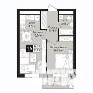 1-к квартира, вторичка, 38м2, 3/10 этаж