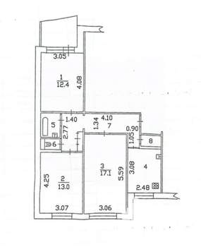 3-к квартира, вторичка, 68м2, 3/9 этаж
