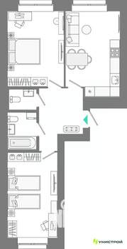 2-к квартира, вторичка, 60м2, 6/10 этаж