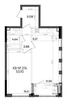 2-к квартира, вторичка, 54м2, 20/23 этаж