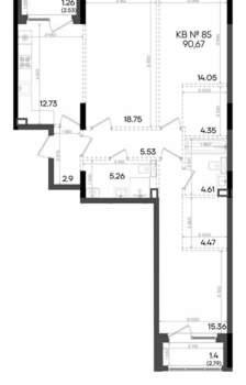 3-к квартира, вторичка, 91м2, 7/9 этаж