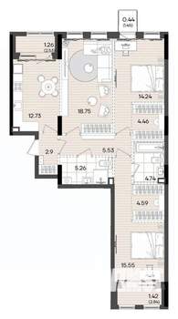 3-к квартира, вторичка, 92м2, 6/9 этаж