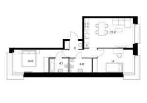 2-к квартира, вторичка, 66м2, 12/14 этаж