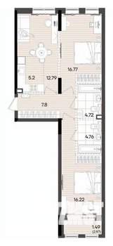 3-к квартира, вторичка, 70м2, 7/9 этаж