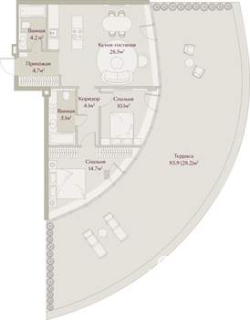 2-к квартира, вторичка, 100м2, 1/8 этаж