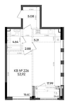 2-к квартира, вторичка, 54м2, 14/23 этаж