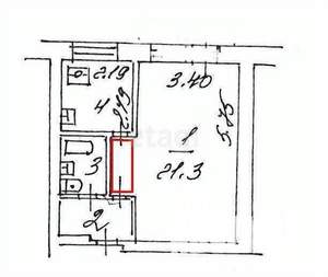 1-к квартира, вторичка, 29м2, 1/5 этаж