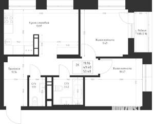 2-к квартира, вторичка, 50м2, 13/23 этаж