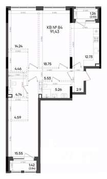 3-к квартира, вторичка, 91м2, 6/9 этаж