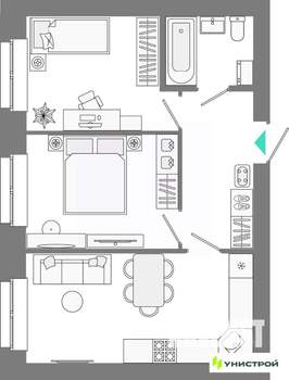 2-к квартира, вторичка, 48м2, 2/10 этаж