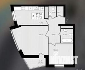 2-к квартира, вторичка, 68м2, 18/26 этаж