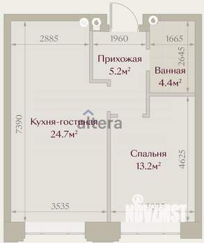 1-к квартира, строящийся дом, 47м2, 1/8 этаж