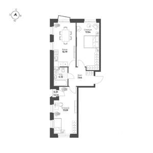 2-к квартира, строящийся дом, 63м2, 4/19 этаж