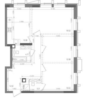 3-к квартира, строящийся дом, 78м2, 21/22 этаж