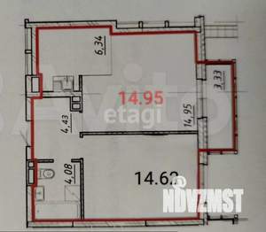 2-к квартира, вторичка, 45м2, 9/17 этаж