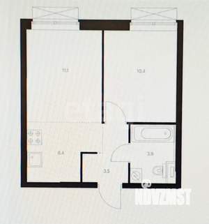 2-к квартира, строящийся дом, 35м2, 21/26 этаж