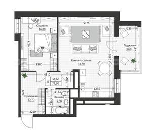 2-к квартира, строящийся дом, 72м2, 1/4 этаж