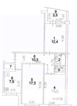 3-к квартира, вторичка, 67м2, 2/9 этаж