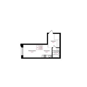 Студия квартира, вторичка, 34м2, 9/25 этаж