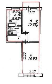 2-к квартира, вторичка, 44м2, 5/5 этаж
